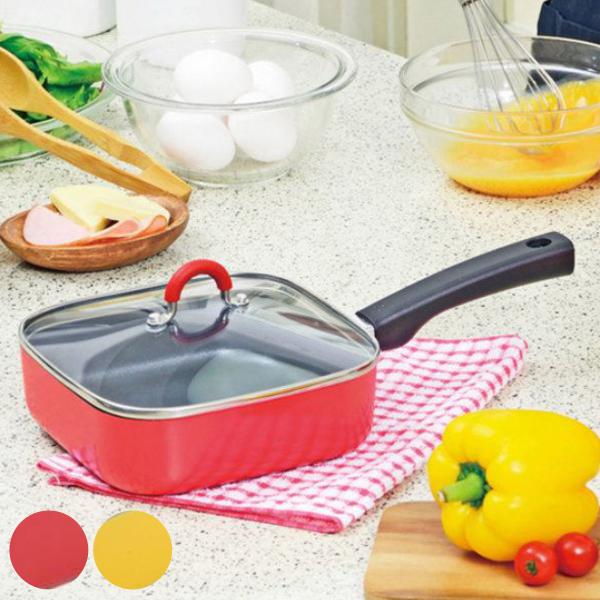 スクエアパン 1.6L IH対応 Tomay （ ガス火対応 フライパン 角型 深型 ガラス蓋付き ...