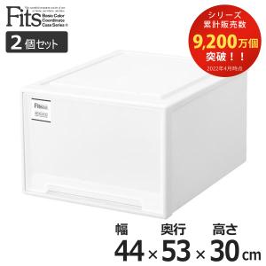 収納ケース Fits フィッツケース クローゼット ワイドL-53 2個セット （ フィッツ 衣装ケース クローゼット収納 収納 幅44 奥行53 高さ30 天馬 ホワイト 白 ）｜interior-palette