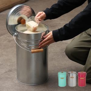 米びつ缶 15kg用 ライスストッカー 米保存 丸缶 スチール製 トタン製