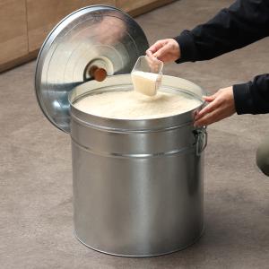 米びつ缶 30kg用 ライスストッカー 米保存 丸缶 スチール製 トタン製