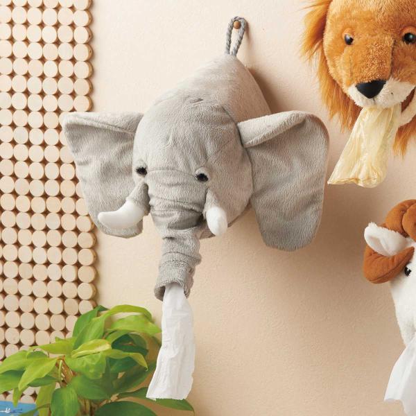 ティッシュケース トイレットペーパー ゾウ ぬいぐるみ 吊り下げ ユニーク （ ロールティッシュケー...