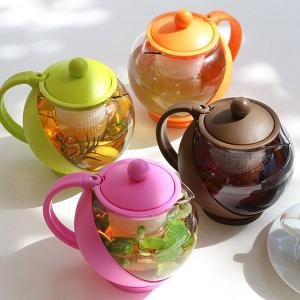 ティーポット 750ml COLORED 茶こし付き ガラス製 急須