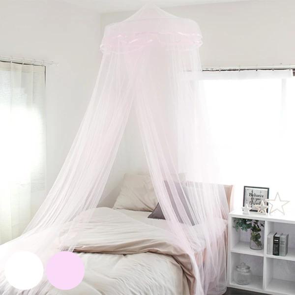 天蓋 スリーピングカーテン 蚊帳 モスキートネット ベッド レース カーテン 姫系 天蓋カーテン ホ...