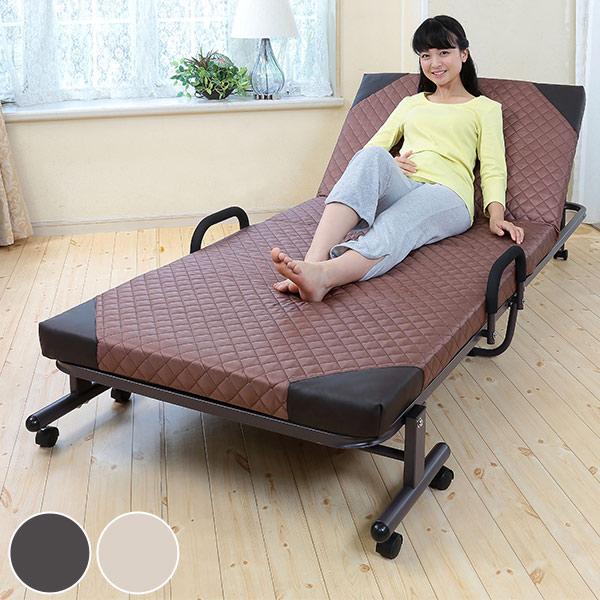 シングルベッド 14段階リクライニング スチールフレーム 幅約92cm （ ベッド 折りたたみ 折り...