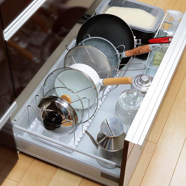 フライパンスタンド フライパン・鍋・ふたスタンド 2WAY 伸縮タイプ Soroelu smart ...