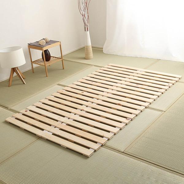 すのこベッド セミダブル ロール式 檜 木製 天然木 ひのき すのこ ベッド 収納 （ ロール 折り...