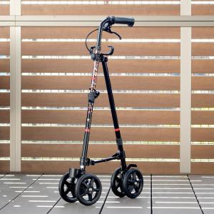 フジホーム 杖 ブラック 車輪付き 高さ調節 ハンドレールステッキ 介護