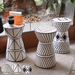 玄関 スツール 屋内 屋外 陶器 花台 フラワーベース トライバル 椅子