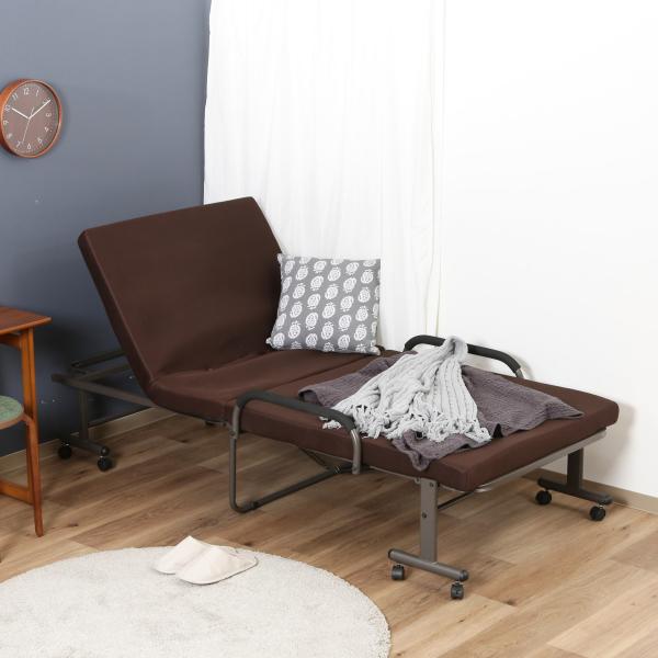 折りたたみベッド シングル ハイタイプ 低反発 マット リクライニング 折りたたみ ベッド （ リク...