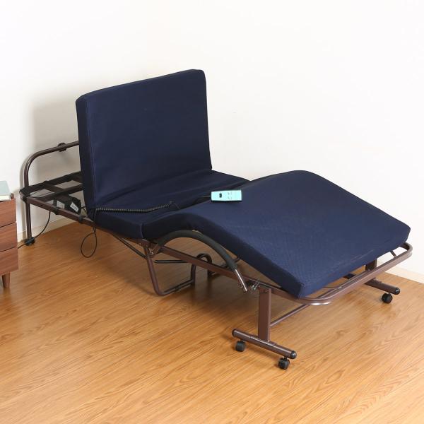 電動ベッド シングル 高床 折りたたみ ベッド マットレス 電動 リクライニング （ リクライニング...