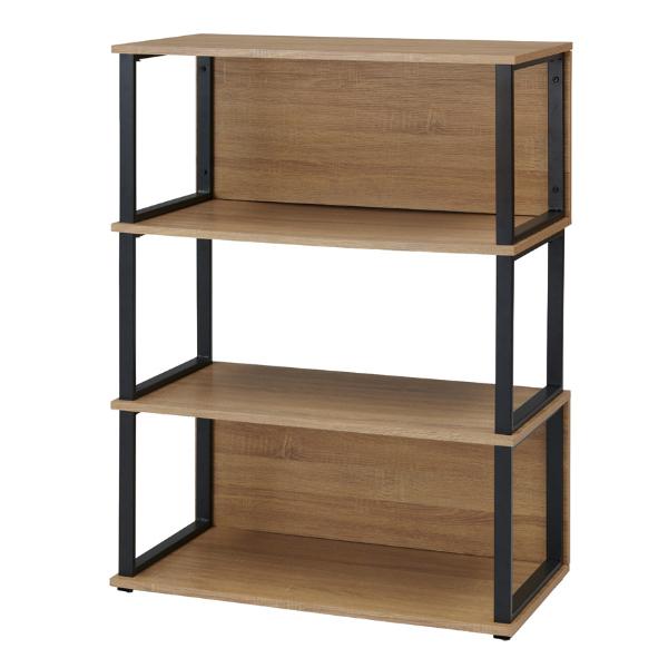 オープンシェルフ ３段 スチールフレーム オフィス収納 幅90cm （ 本棚 ラック シェルフ 飾り...