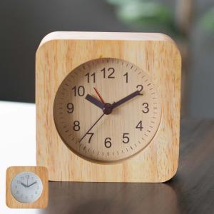 置き時計 ウッド スクエア 目覚まし時計 木製 アナログ インテリア 北欧 （ 置時計 とけい 時計 アラームクロック テーブルクロック 四角 ）