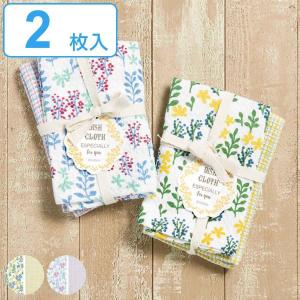 キッチンクロス 2枚入 綿100％ 正方形 30cm 柑橘 ストライプ （ 布巾