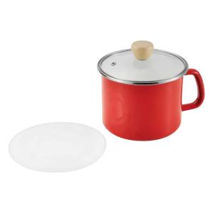 保温調理鍋 陶器製 ガラス蓋付き パール金属 深型クックポット 14cm IH対応 ホーロー製 ガラス蓋付き