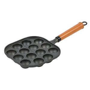 パール金属 たこ焼きプレート 14穴 木柄 スプラウト 鉄鋳物製 （ 直火