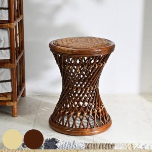 今枝商店 籐 スツール 2個組 円形 クッション付 高さ40cm （ 椅子 籐