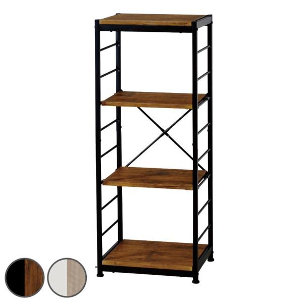 オープンラック4段 幅44cm ヴィンテージ調 スリムタイプ （ ディスプレイラック 収納 本棚 ラ...