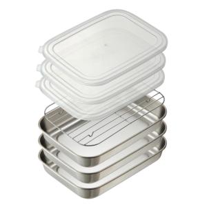 連結バット5点セット アミ付き ステンレス製 日本製 （ 調理用バット