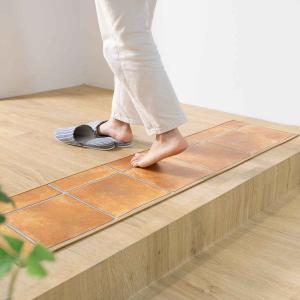 玄関マット 室内用 30×90cm テラコッタ 撥水加工 （ 玄関 マット 框 屋内 拭ける 室内 厚さ5mm キッチン 撥水 防水 抗菌 防カビ 滑り止め おしゃれ ）