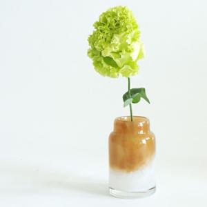 花瓶 DGボトルベース 直径7.5×高さ12cm ホワイトブラウン ガラス （ おしゃれ 花器 花びん 一輪挿し フラワーベース 円形 丸 インテリア 生け花 植物 花 ）｜interior-palette