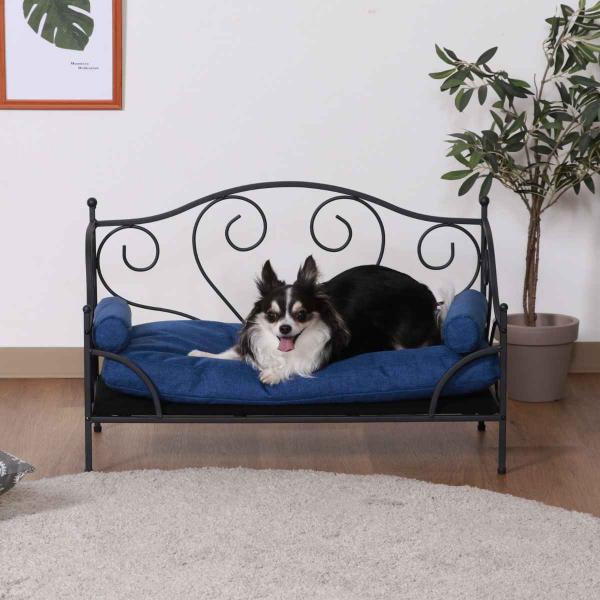ペットベッド 幅69.5cm スチールフレーム クッション （ ペットソファ 犬 猫 ペット家具 ペ...