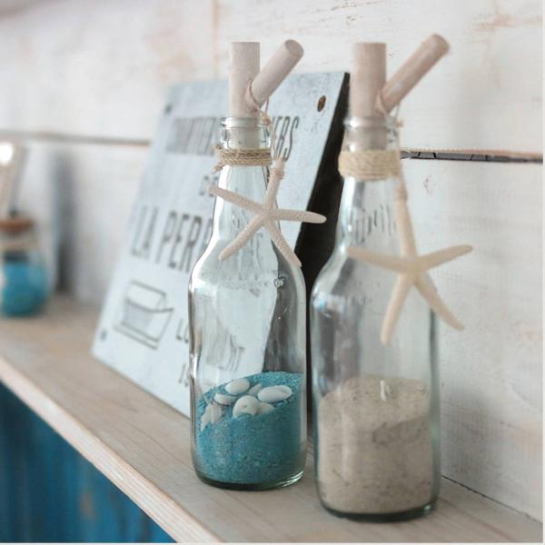 置物 シェルボトル ロング ライトブルー （ 置き物 オブジェ マリン 海 グッズ 砂 貝殻 ヒトデ...