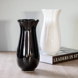 花瓶 モノトーンフラワーベース 陶器 幅9×奥行9×高さ18cm （ フラワー