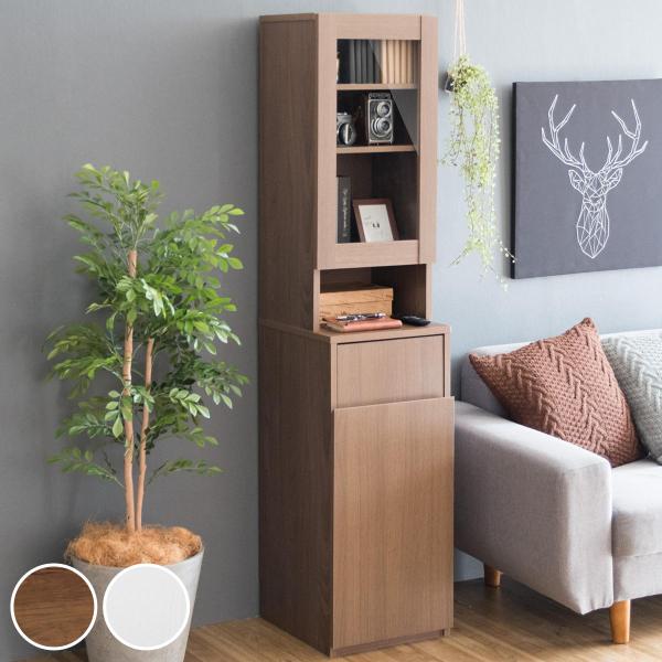 キッチン収納 スリム ダストボックスラック ガラス扉 幅35cm （ キッチンラック 収納 ダストボ...