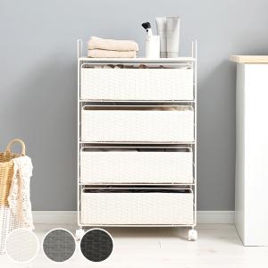 HAGiHARA（萩原） ランドリーチェスト 4段 幅50cm 高さ85cm キャスター