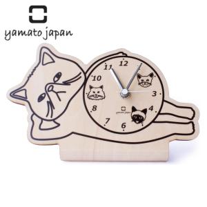 置き時計 stand clock CATS ヤマト工芸 エキゾチックショートヘア （ 時計 置時計 木製 木目調 とけい クロック アナログ ねこ おしゃれ ）｜interior-palette