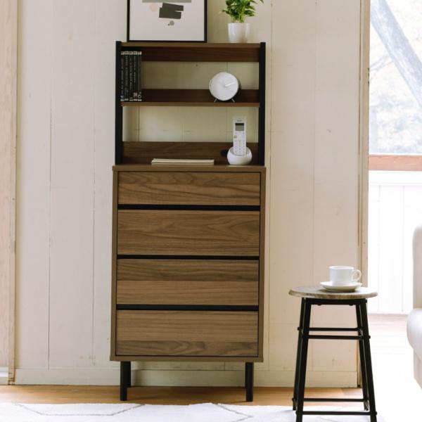 ハイチェスト オープン上棚付 北欧モダン Frsser 約幅56cm （ 脚付 リビング 収納 間仕...