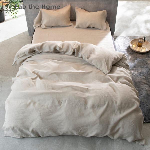 掛け布団カバー クイーン 麻100％ ファインリネン one-wash Fab the Home （...