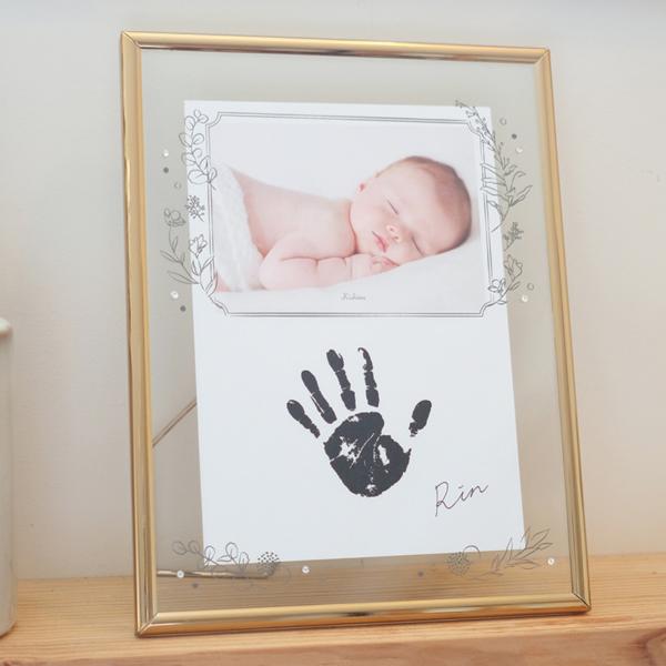 命名書 写真 手形 赤ちゃん a5 フレーム （ 命名 命名紙 フォト 額付き A5 壁掛け 卓上 ...