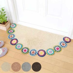 玄関マット 40×80cm 室内 半円形 クロシェ編み （ 玄関 マット 屋内 