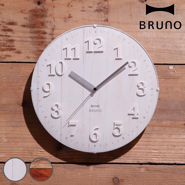 BRUNO 掛け時計 ビンテージウッドクロック 電波時計 （ ブルーノ 時計 電波 壁掛け時計 ウォ...