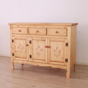 キャビネット カントリー調 パイン材 Farmer 幅120cm （ 収納 家具 棚 ラック 天然木 完成品 ）