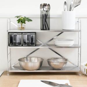 ステンレス棚 コンロサイド収納 3段 日本製 整理 収納 可動棚 スパイス