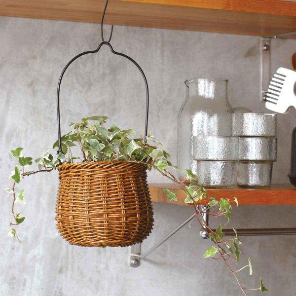 バスケット ユティル アイアンハンドルポットS 洗える （ かご 収納 カゴ 天然素材風 手編み 水...