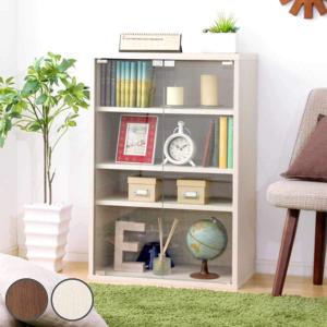 ガラスキャビネット 書棚 本棚 扉付き 新生活 : ピカイチ家具 - 通販