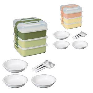 サンコープラスチック お重 3段 リオパックL 8100ml 取り皿付き