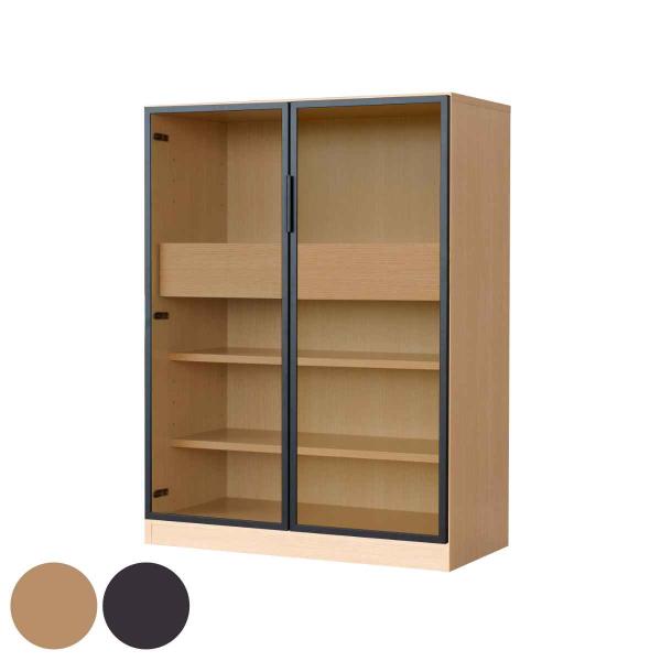 ガラスキャビネット ミドルタイプ リビング収納 LOCKO 日本製 幅90cm （ 開梱設置 キャビ...