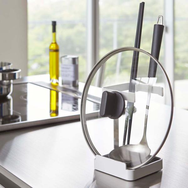 山崎実業 plate お玉＆鍋蓋スタンド プレート ホワイト （ 4903208028004 プレー...