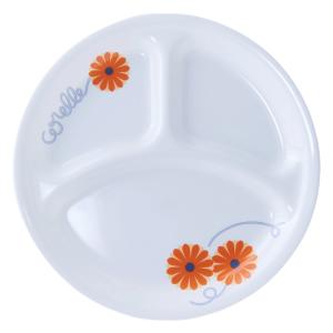 ランチプレート 26cm CORELLE コレール オレンジマーガレット 強化ガラス 5枚セット （ 食洗機対応 電子レンジ対応 オーブン対応 耐熱 皿 お皿 仕切り皿 ）｜interior-palette