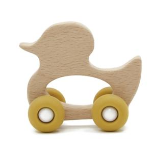 おもちゃ ベビー BABY DUCK CAR YELLOW 0ヶ月 木製 アヒル （ 木製おもちゃ 木製玩具 木のおもちゃ 玩具 オモチャ 知育玩具 赤ちゃん ）｜interior-palette