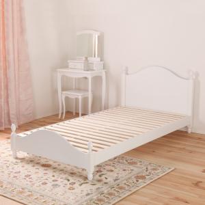 ベッド シングル プリンセスデザイン 姫系 すのこ 簡単組立 （ 白