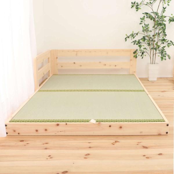 川の字ベッド スーパーキング い草床板 国産ひのき 日本製 天然木 （ ガード付き 幅246cm 1...