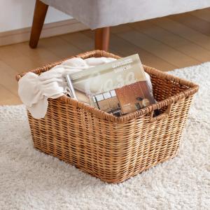 無印良品 重なるラタン長方形バスケット・中 (V)約幅36*奥行26*高さ