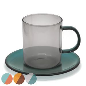 アルタ マグカップ&ソーサー 400ml 耐熱ガラス （ 食洗機対応 電子