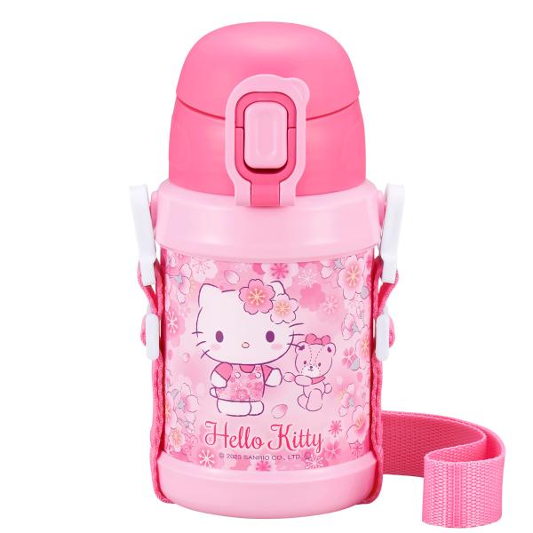 水筒 450ml ストロー付ステンレスボトル ハローキティさくら （ キティ ストロー付水筒 ストロ...
