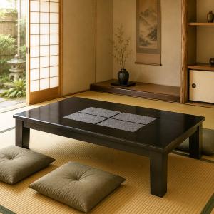 家具調こたつ 座卓 花型 天然木 桜花 直径100cm （ コタツ 炬燵